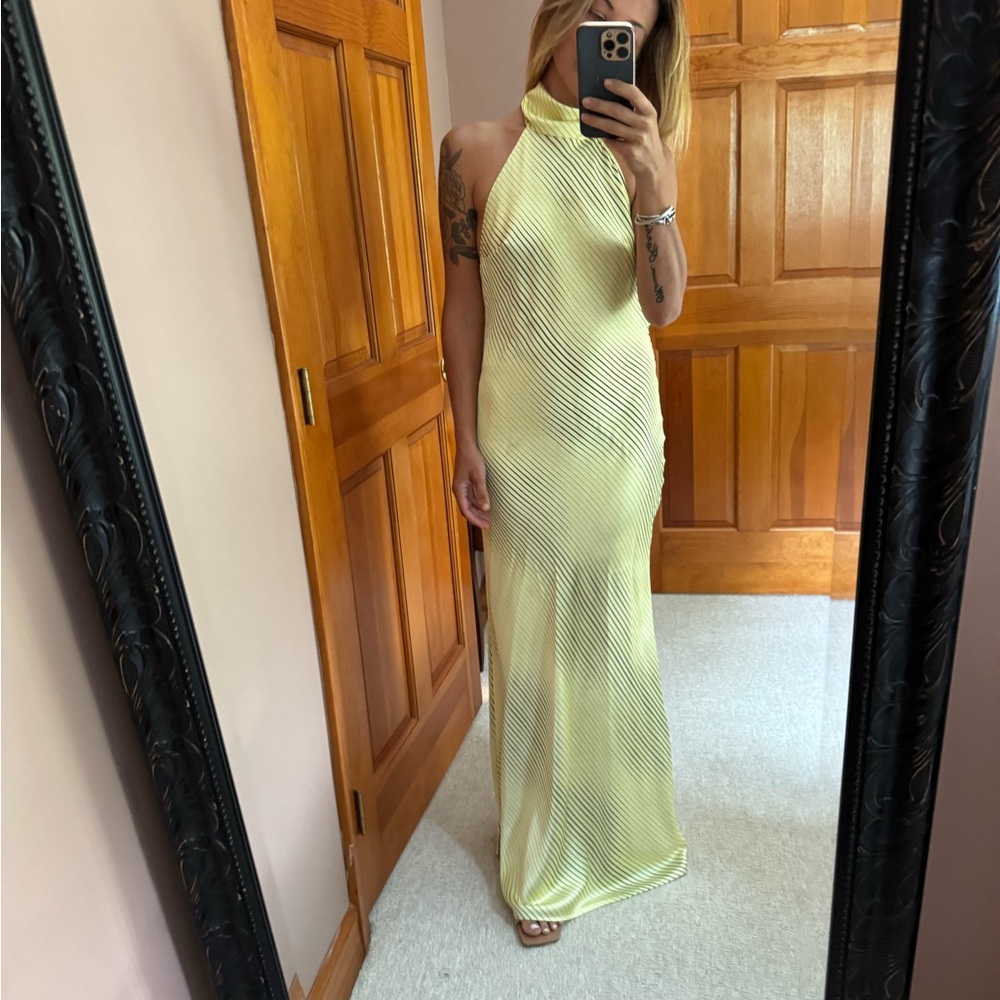 Zara Green Halter Sleeveless Maxi Gown